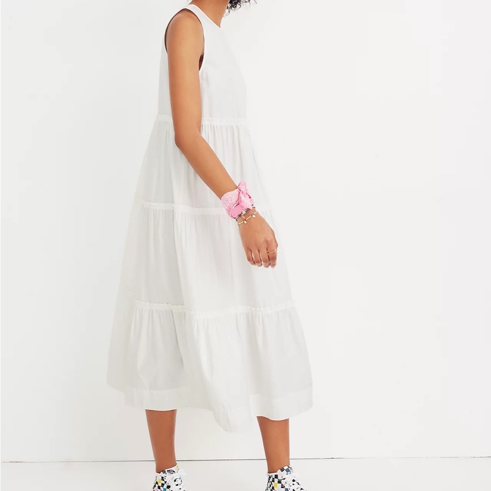 Madewell Cattail Tiered Dress in White, Size XSP